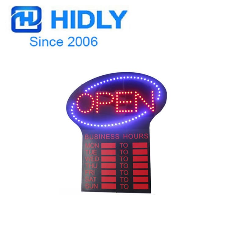 Time Sign with "Open" and "Closed" Illuminated Letters, 24-Hour Time Display Sign