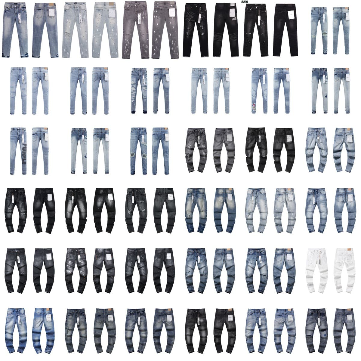 Cross-border EU/US Purple Brand Straight Leg Jeans Washed Vintage Ripped Handsome American Style Collection