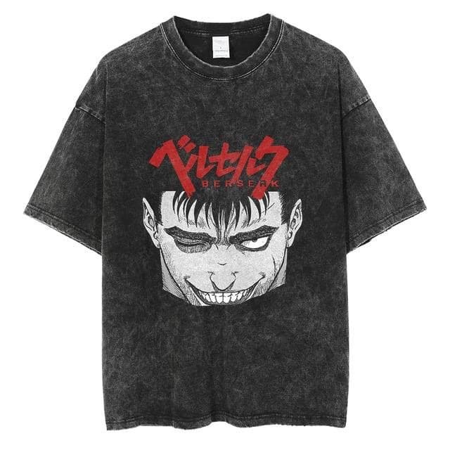 Berserk New Vintage Dark Anime Print Street Retro T-Shirt Round Neck Short Sleeve