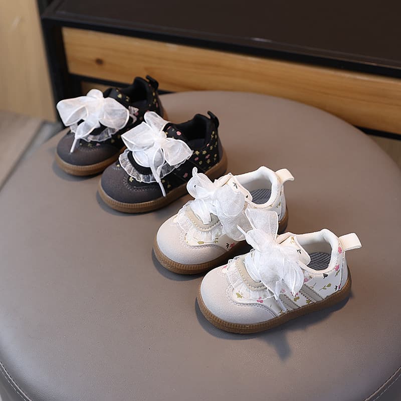 Drop Shipping Spring/Autumn New Baby White Shoes 01-2-3 Years Old Girls Soft Sole Non-Slip Walking Shoes Toddler Sneakers