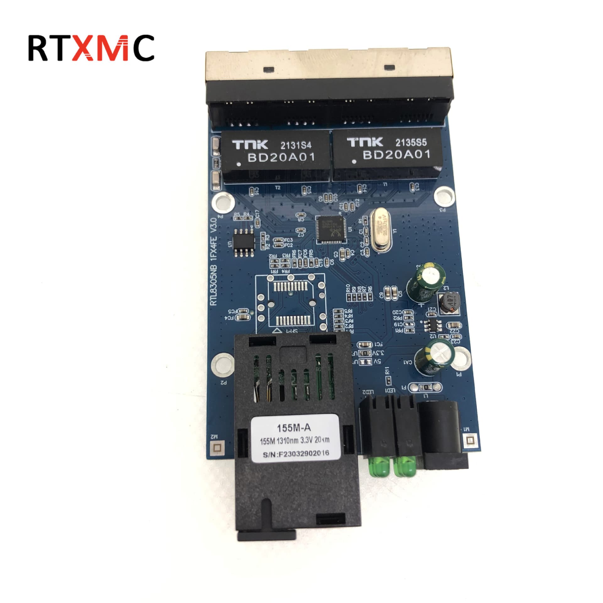 Gigabit 100M 1-Fiber 4-Port Single-Mode Single-Fiber Fiber Optic Transceiver PCBA, 1-Fiber 4-Port Fiber to RJ45 Ethernet Converter