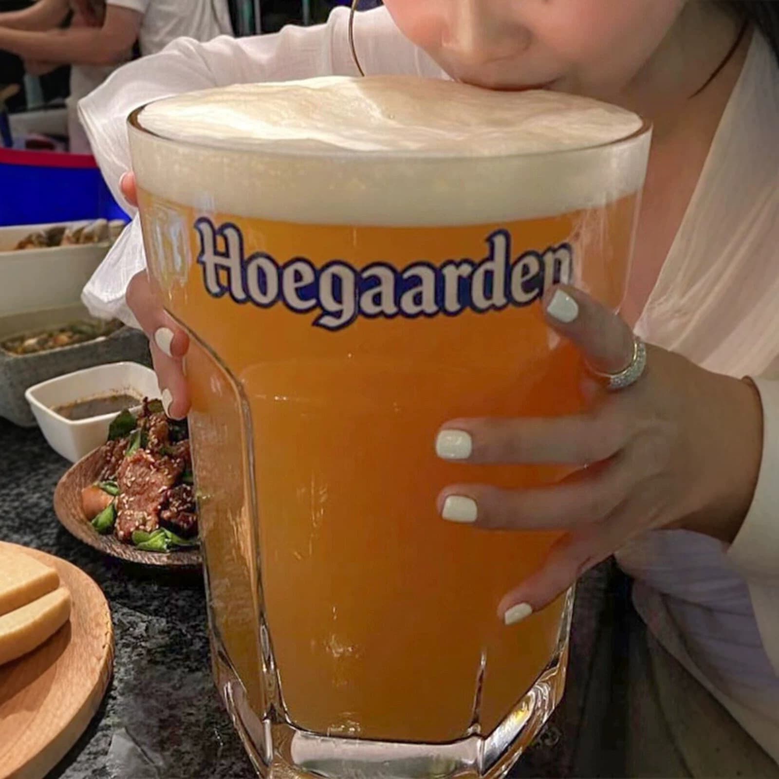 Extra-Large Fruit Tea Cup Belgian Hoegaarden White Beer Glass Craft Beer Trendy Commercial Hexagonal Large Cup