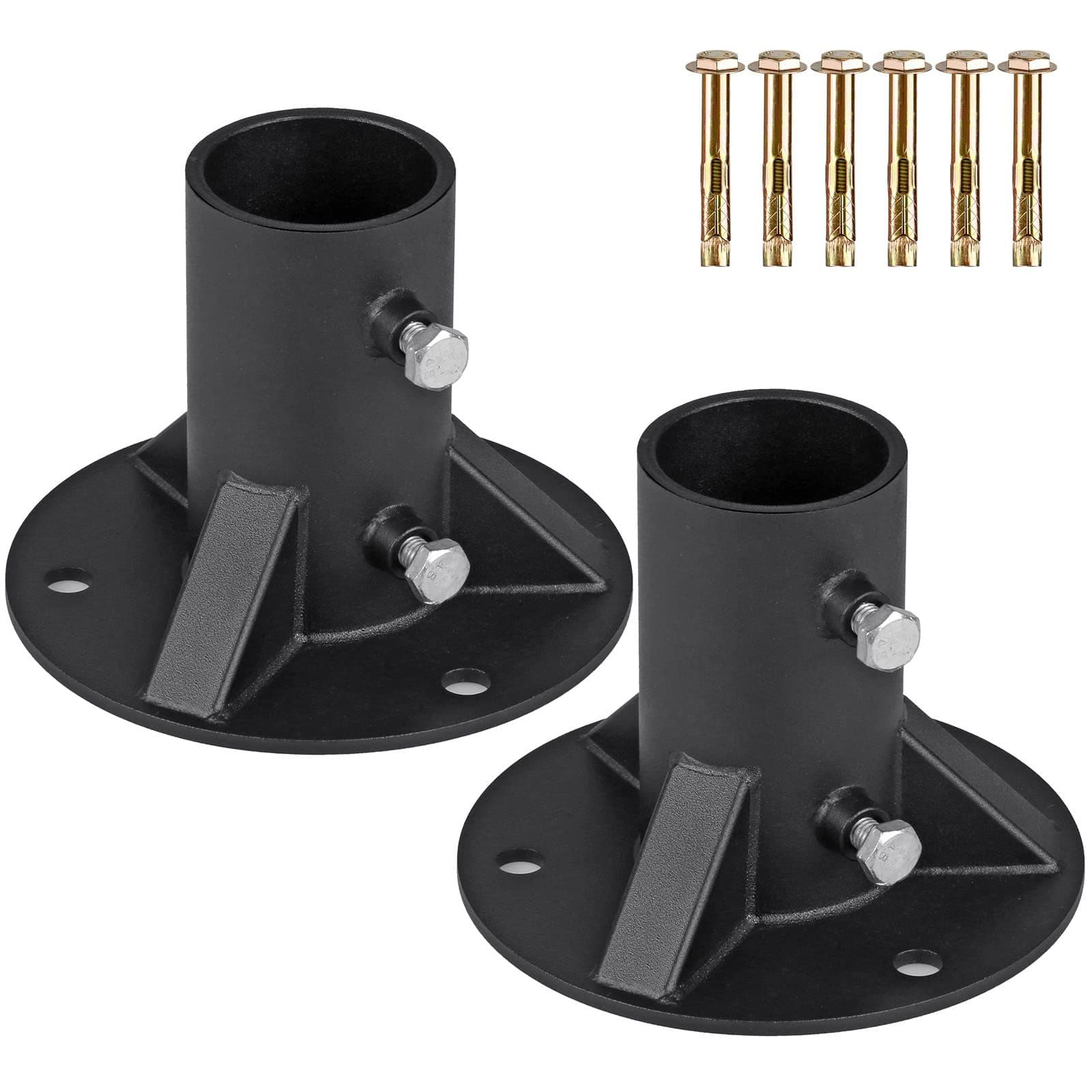 2'' Floor Flange Base, Heavy Duty Round Guardrail Post Base, 2 Pack Metal Posts for Guardrails
