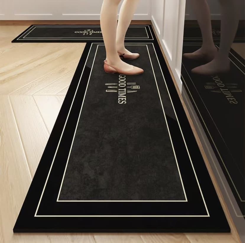 Nordic Light Luxury Kitchen Set Floor Mat, Bathroom Entrance Water-Absorbing Non-Slip Mat, Oil-Absorbing and Dirt-Resistant Kitchen Long Strip Mat