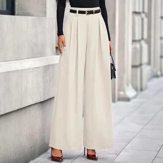 Cross-border foreign trade women's pants European and American style commuting high-waisted wide-leg pants loose slimming drape solid color casual pants