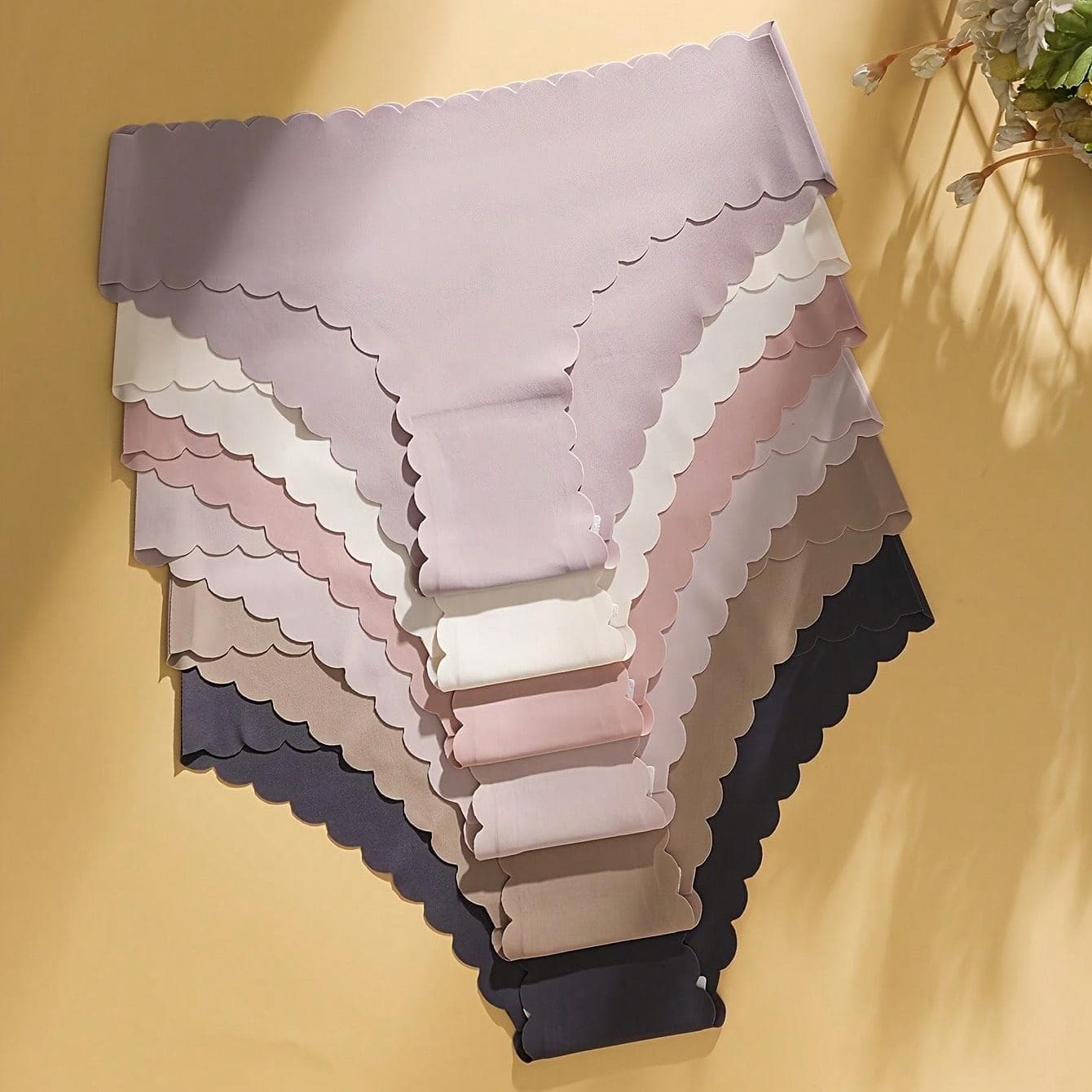 6-Pack - Cross-border Ice Silk Seamless Half-Cover Briefs, Breathable Cotton Crotch, One-Piece Barely-There Triangle Panties