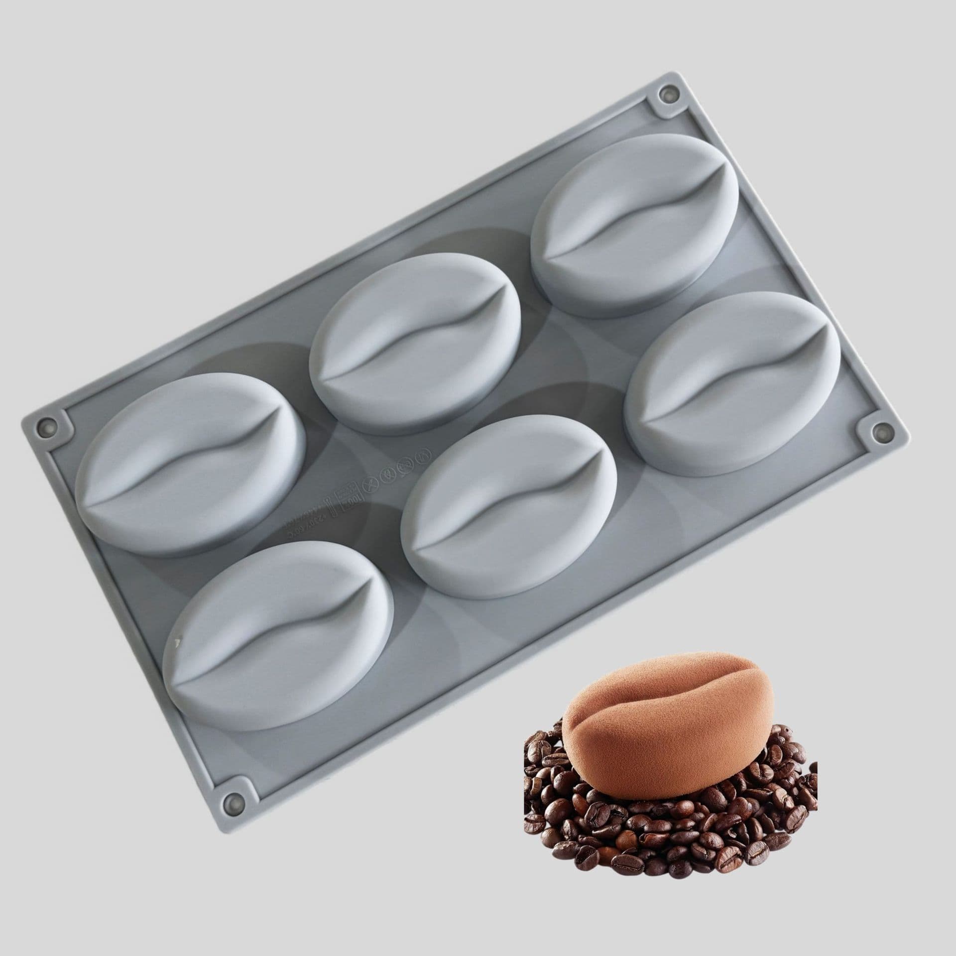 6-Piece Coffee Bean Silicone Cake Mold French Dessert Silicone Soap Mold DIY Red Lip Handmade Baking Mold