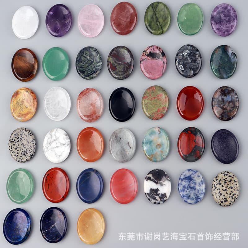 Cross-border popular natural crystal thumb stone, jade egg-shaped thumb massage stone, worry stone, worry stone
