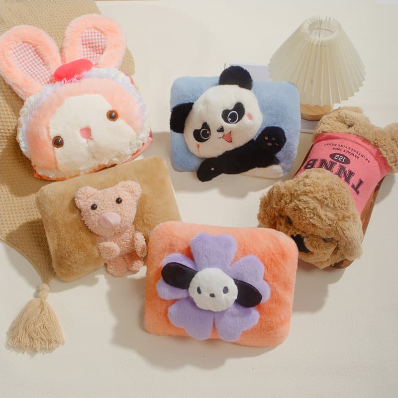 Hot Water Bag Charging Explosion-proof Auto Power-off, Home Use Fillable Cute Plush Cartoon Hand Warmer