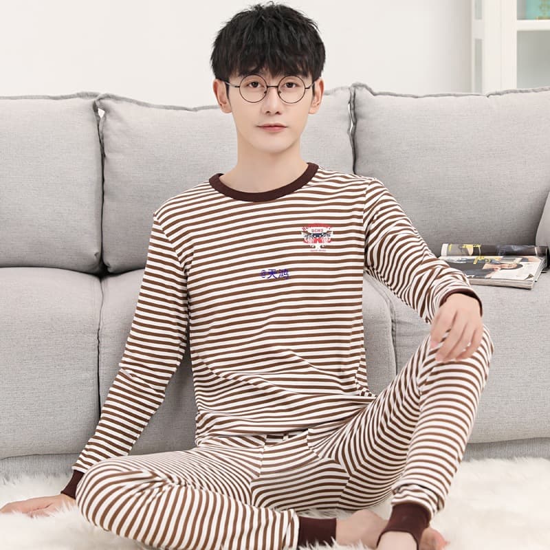 Youth Autumn and Winter Thermal Underwear Set for Boys, Cotton Long Johns, High School Student Thermal Top and Bottom