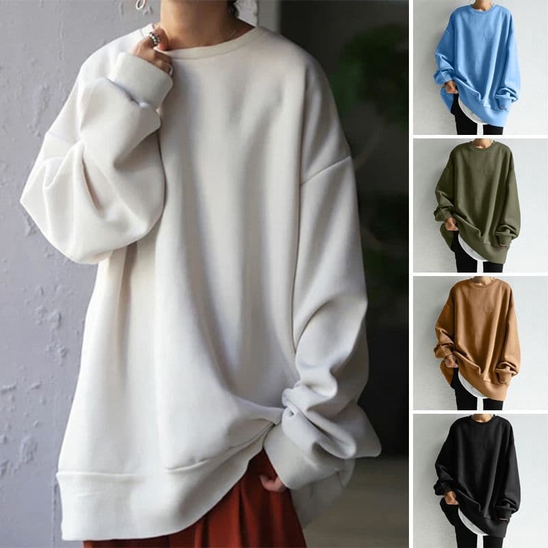 AliExpress New Sweatshirt 2023 Winter OL Style Korean Version Women's Pullover Round Neck Loose Fit Sweatshirt