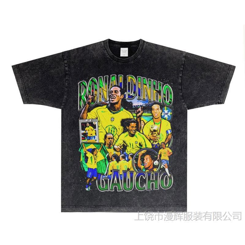 Ronaldinho Football Casual Loose Short-Sleeve T-Shirt with Small Collar