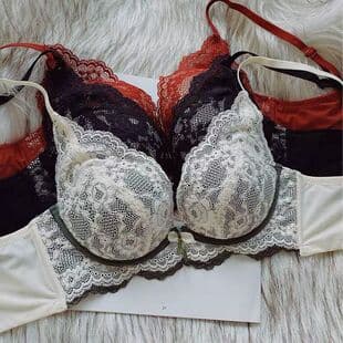 Sexy French Lingerie Women's Wireless Bra Set, Push-up Lace Adjustable Bra for Small Bust, Side Coverage