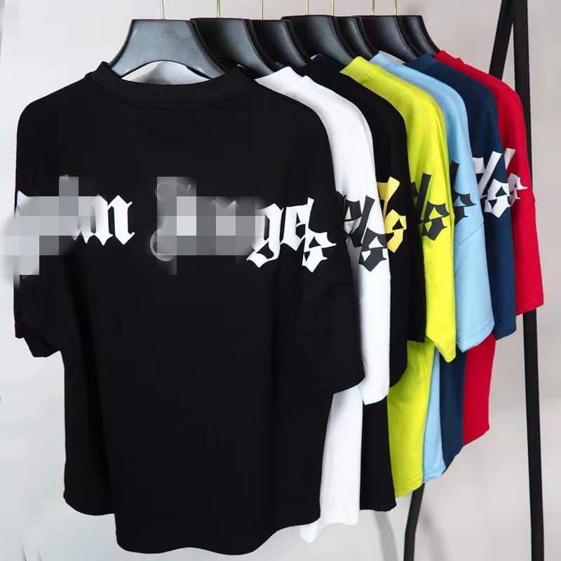 Wholesale Cross-Border Trendy Palm Angel Dopamine Foam Letter Print Short Sleeve T-Shirt Unisex BF Loose Half Sleeve