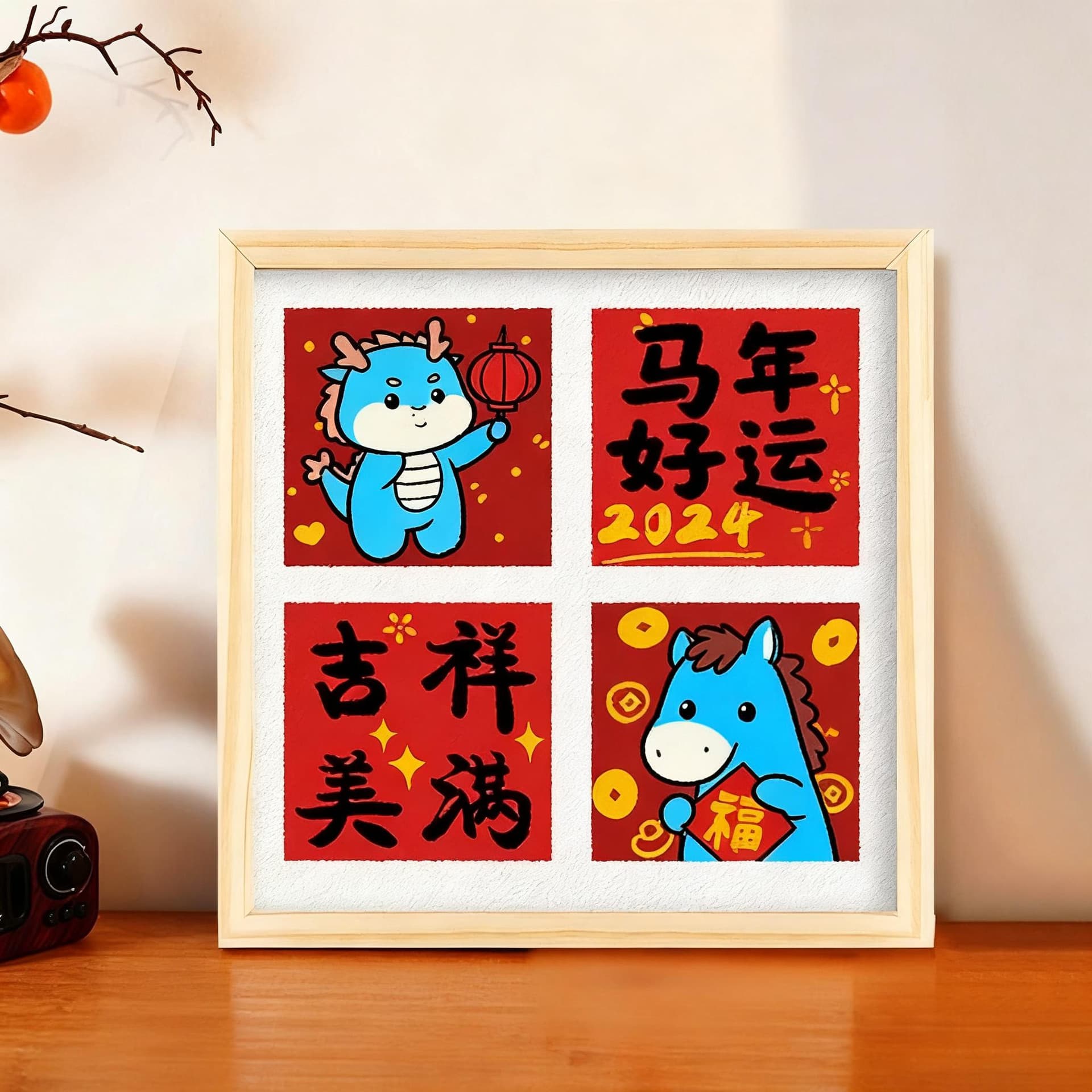 Custom 2026 Year of the Horse Paper Pulp Painting Handmade DIY Material Kit, Children's Coloring Set with Frame, Decorative Art