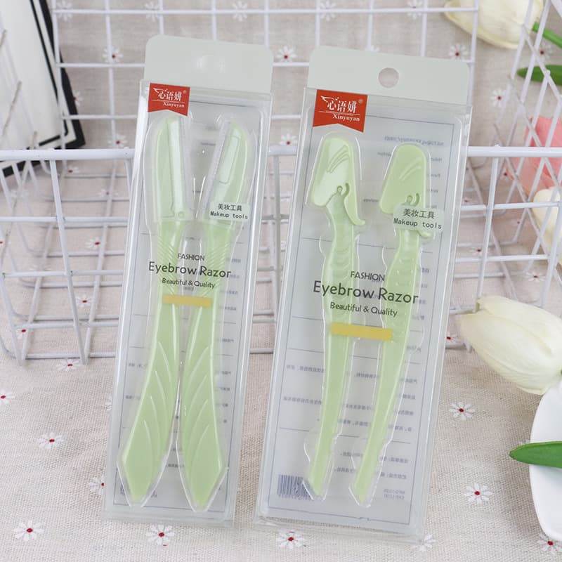 Two-Pack Stainless Steel Eyebrow Razor with Dust Cover, Close-Up Trimming Razor for Beginners, Anti-Cut, Hair Removal Eyebrow Razor