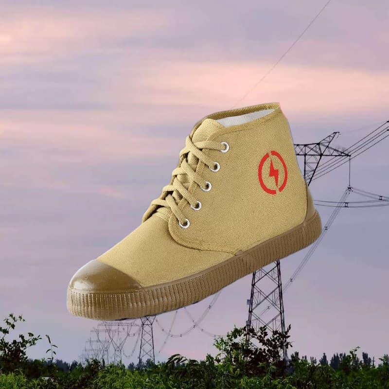 Electrician Insulated Shoes Men's Work Safety Shoes High-Top Yellow Rubber Shoes Outdoor Canvas Shoes Summer Style 5KV Electrician Special
