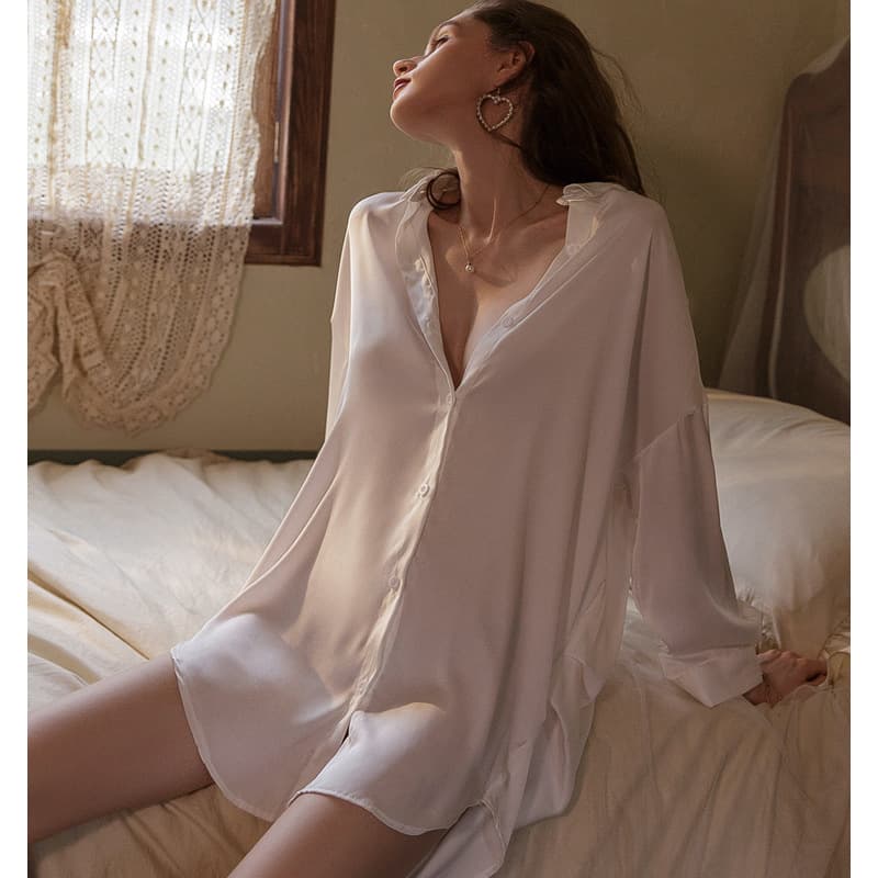 Sexy Pajamas for Women, Chiffon Shirts, Boyfriend Style Sexy Underwear, Uniforms, Temptation Nightgowns, Long Skirts, Live Streaming Wholesale