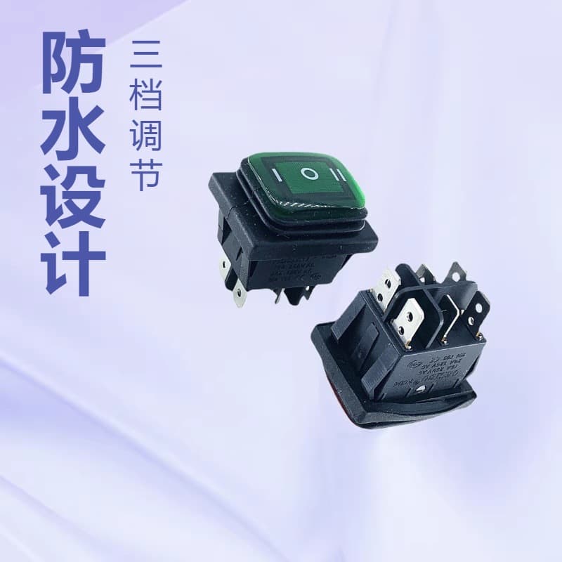 Sealed Waterproof Boat Switch KCD4, Six-Pin Three-Position with Light, 12V/220V, Waterproof Rocker Power Switch