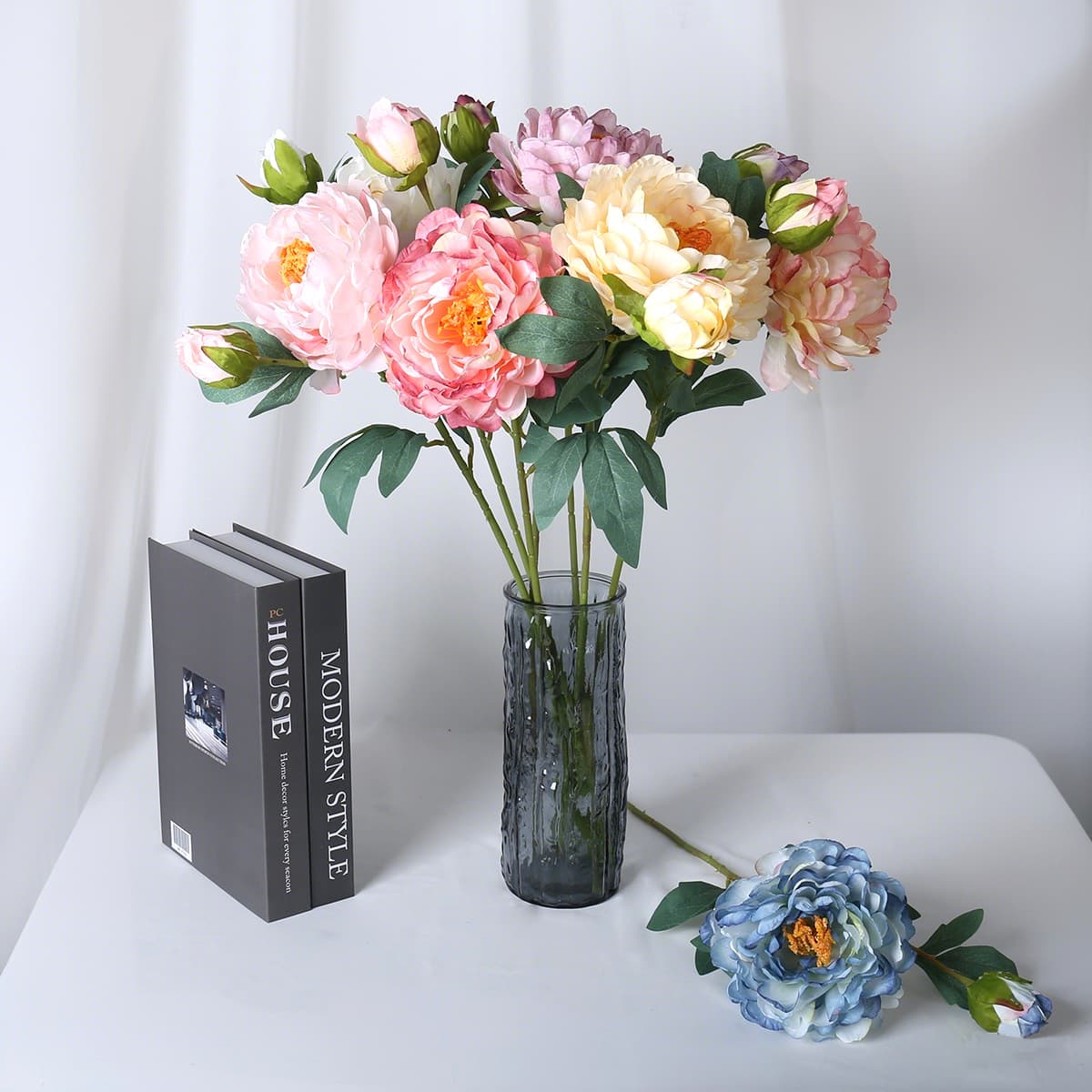 Wedding Simulation Flower Two-Tone Peony Silk Flower Decoration Light Luxury Ornament European Style Extra Large Peony Flower Head Wedding Artificial Flower