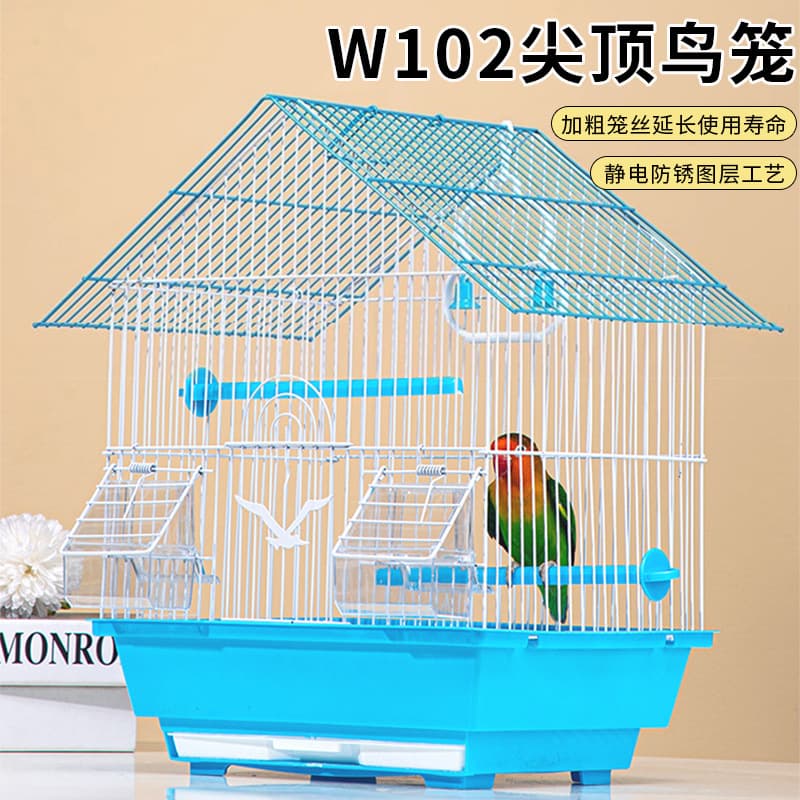 Parrot Small Trumpet Wire Painted Bird Cage In Stock Foldable Portable for Budgies Lovebirds Finches A102