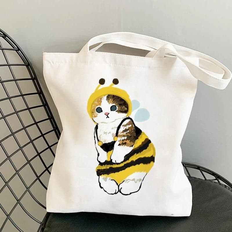 Scream Canvas Tote Bag - Cat Oil Painting Style Printed Handheld Shoulder Canvas Bag Tote Bag
