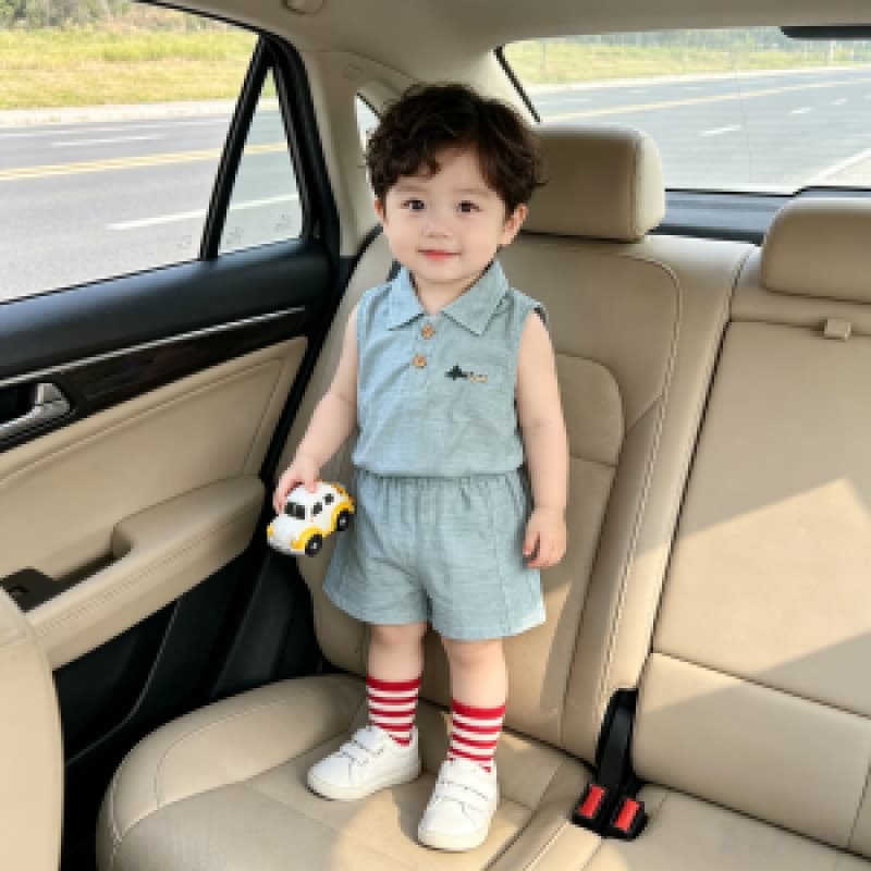 Children's suit boys summer lapel 2026 new handsome boy summer sleeveless vest shorts two-piece set