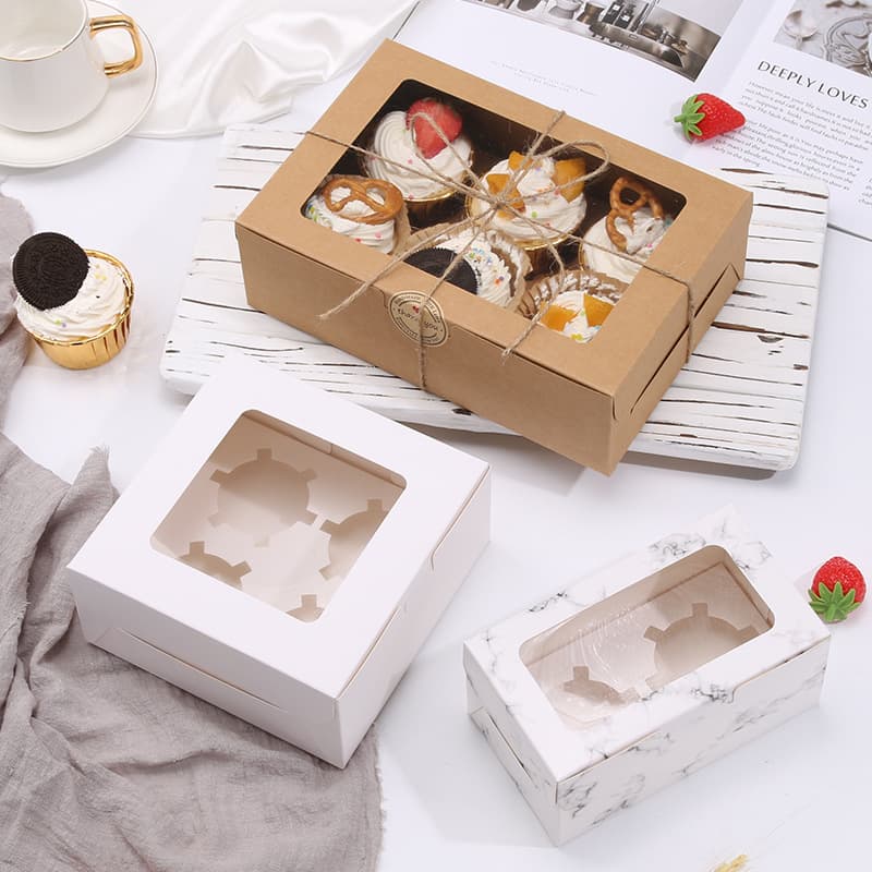 Transparent Cupcake Packaging Box Pastry Muffin Cookies Baking Packing Box Snowflake Snack Paper Cup Holder for European Market