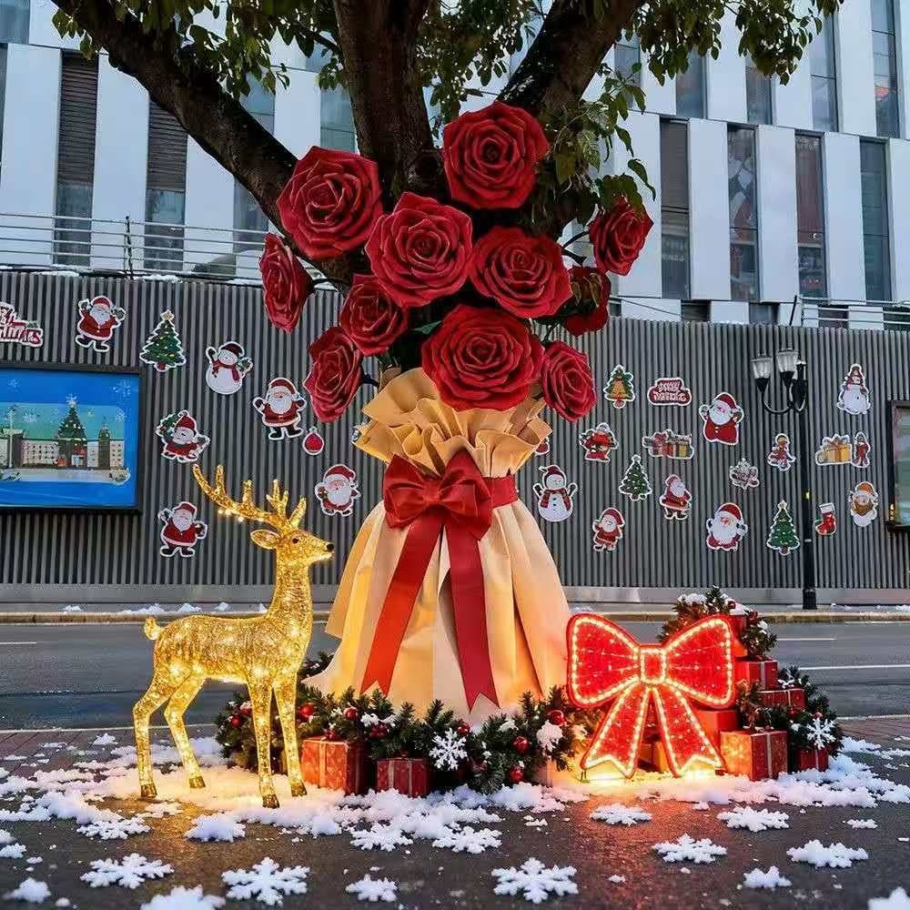 Spring Festival Street Decoration Giant Rose Bouquet for Tree Trunk, Street Light Decoration, Internet Celebrity Photo Spot, Valentine's Day Set