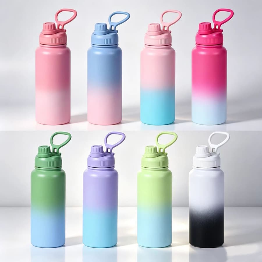 Gradient color stainless steel space kettle double-layer vacuum insulated cup cross-border custom-made outdoor sports kettle