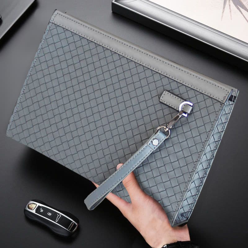 Large Capacity Business Casual Clutch Bag Envelope Bag for Men 2025 Woven Pattern Handbag