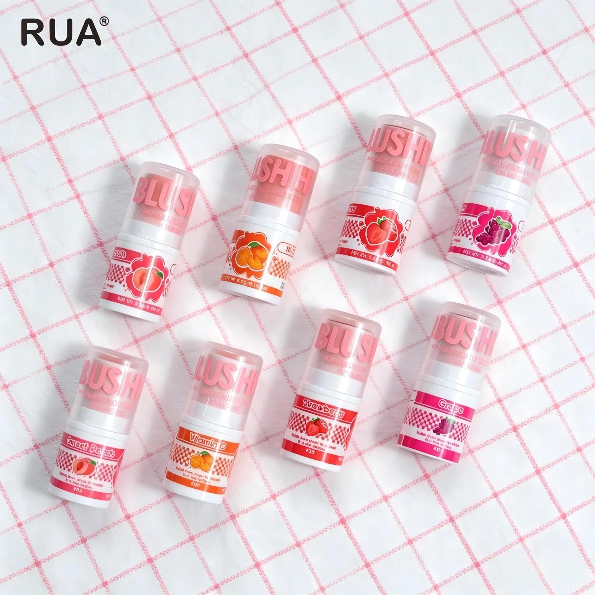 RUA Blush Stick Blush Cream Lip and Cheek Dual Use Natural Boosting Color Cross-Border Foreign Trade English Version 6069