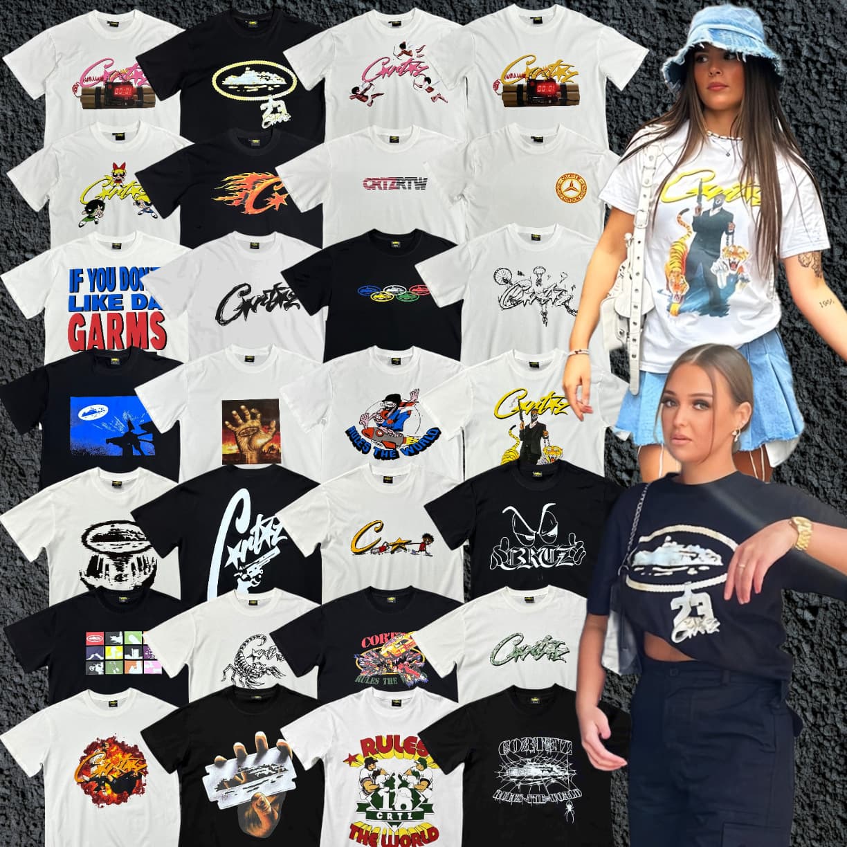 CRTZ short-sleeved correct version letter print ins super popular casual trendy brand American street T-shirt