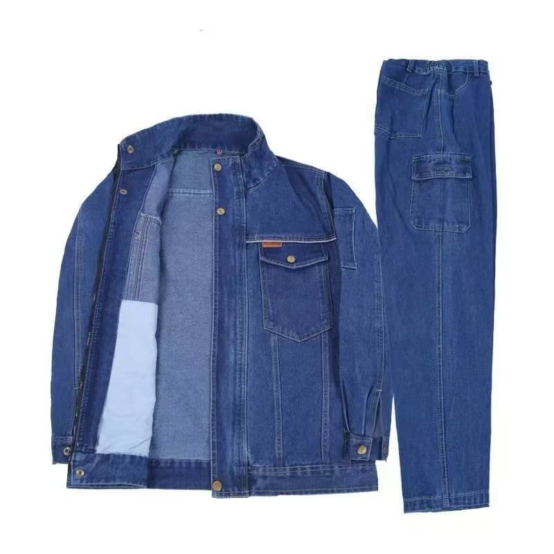 Denim welding labor protection overalls for men, thickened and anti-scalding, State Grid welder and electrician overalls, wear-resistant and dirt-resistant