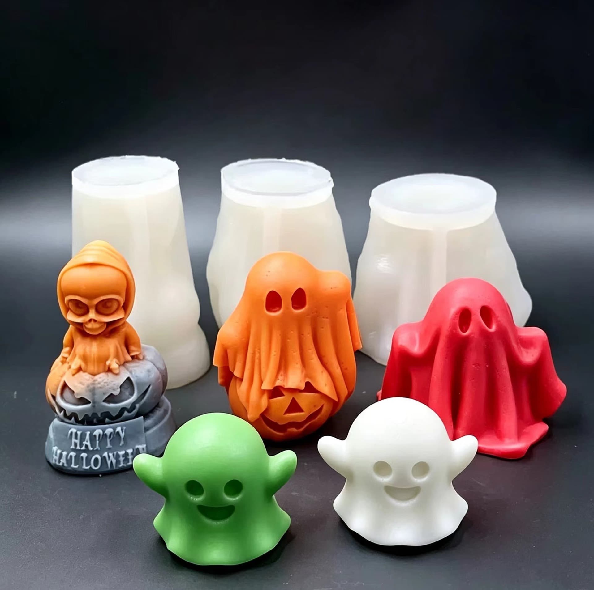 Cross-border Halloween ghost candle silicone mold diy ghost party funny scented candle plaster resin mold