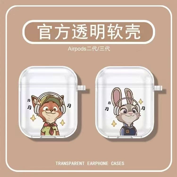 Judy Nick Compatible AirPods 4th Gen Case Couple AirPods Pro 3 Zootopia 2nd Gen Transparent