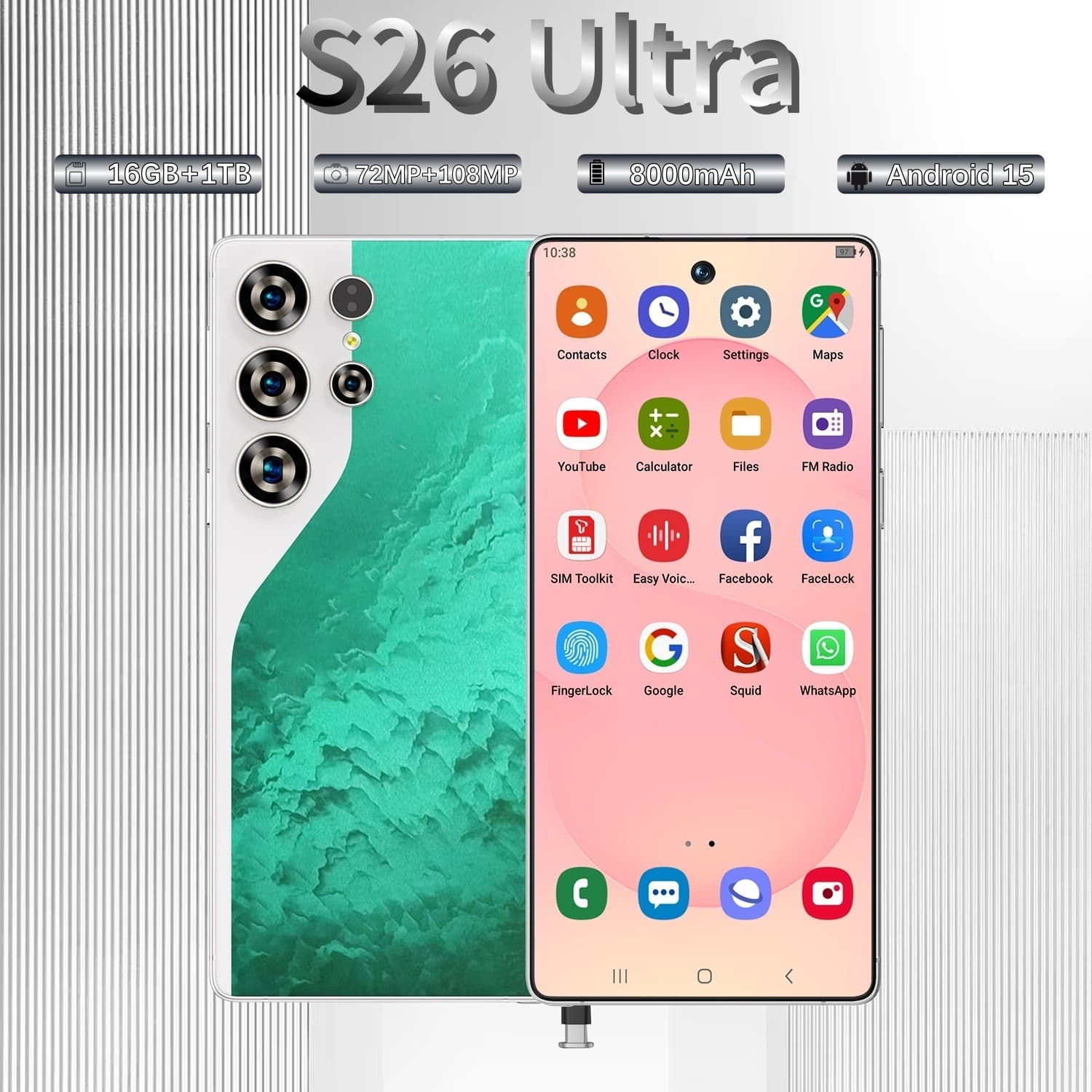 S26Ultra Cross-Border Mobile Phone 6.7inch Smartphone Factory Direct Sales Tk Amazon Best-Selling Model in Stock