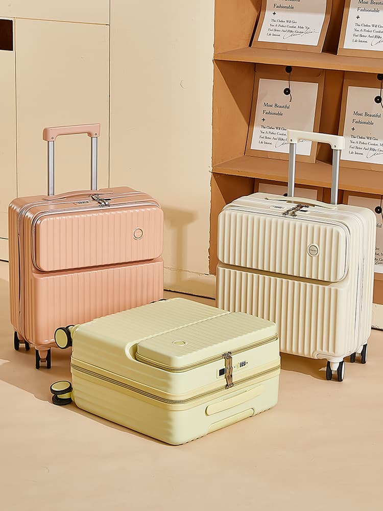 Front-Opening Spinner Suitcase 20-Inch Travel Luggage with Silent Universal Wheels, Carry-On 18-Inch, 2026 New Model