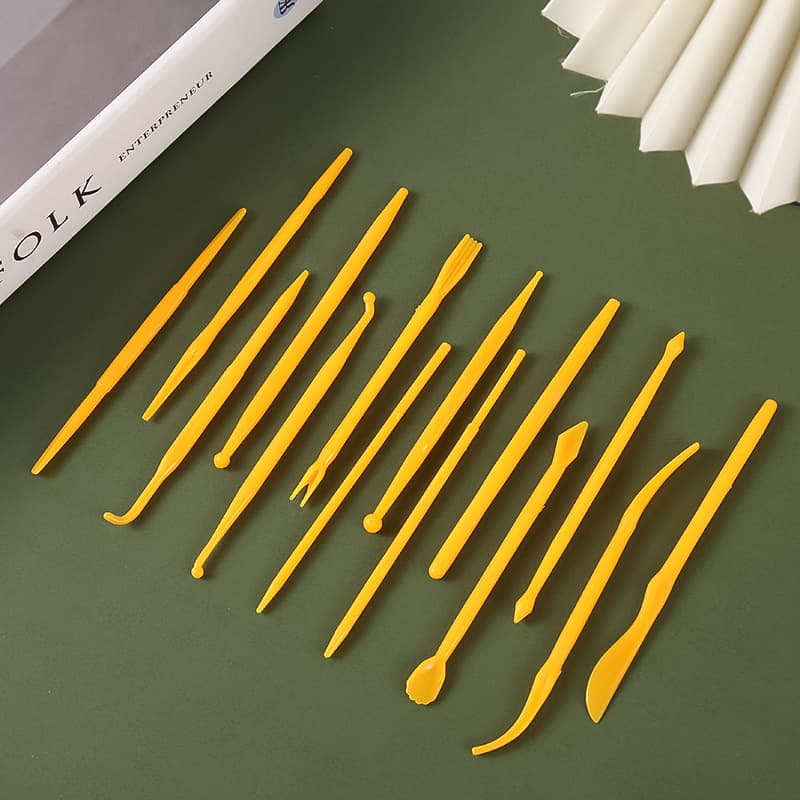 Cross-border hot-selling factory direct-selling plastic clay tools 14-piece set modeling embossing tool set