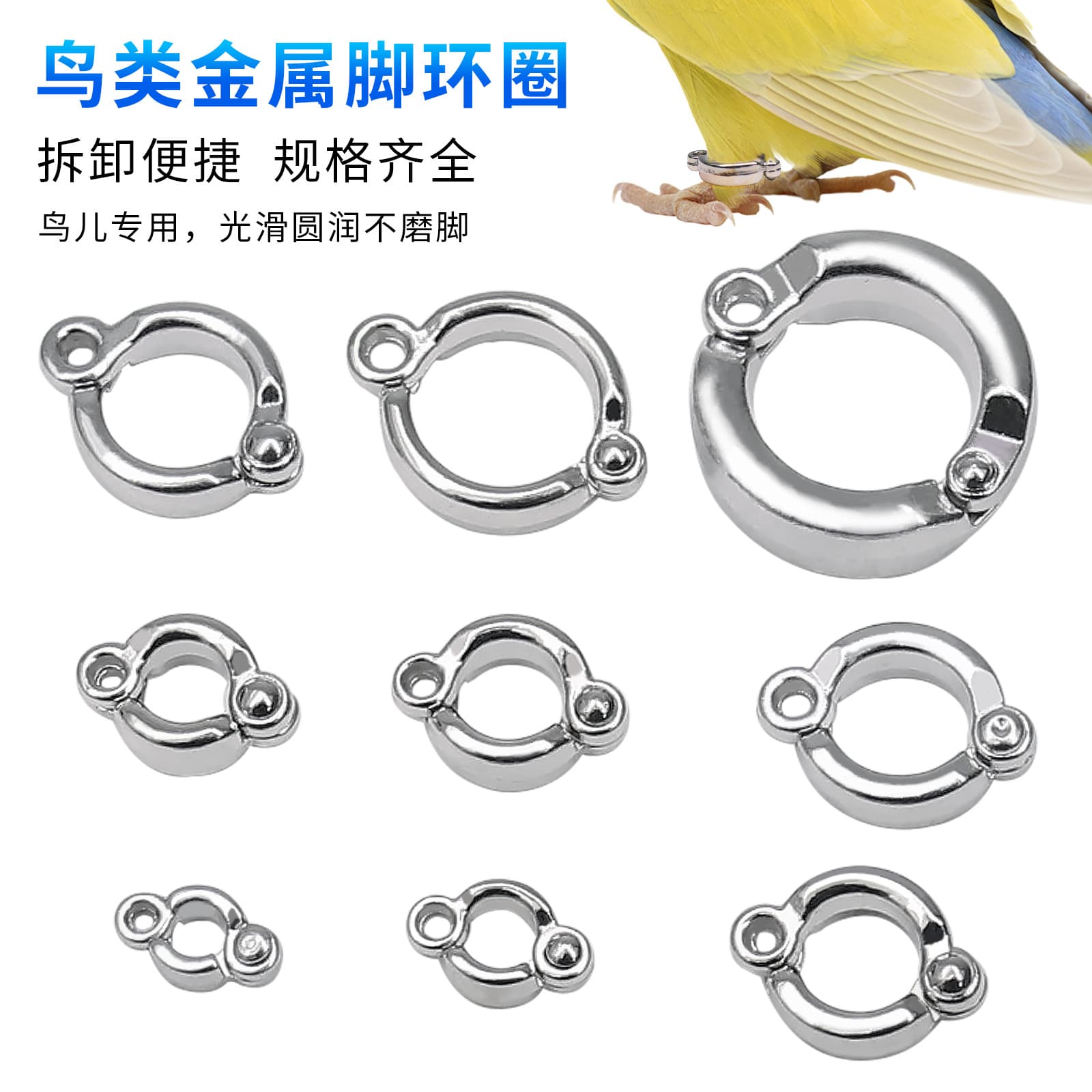 Manufacturer's Event Open Alloy Bird Foot Ring Parrot Foot Buckle Metal Bird Foot Chain Pet Ready-Made Bird Foot Ring Wholesale