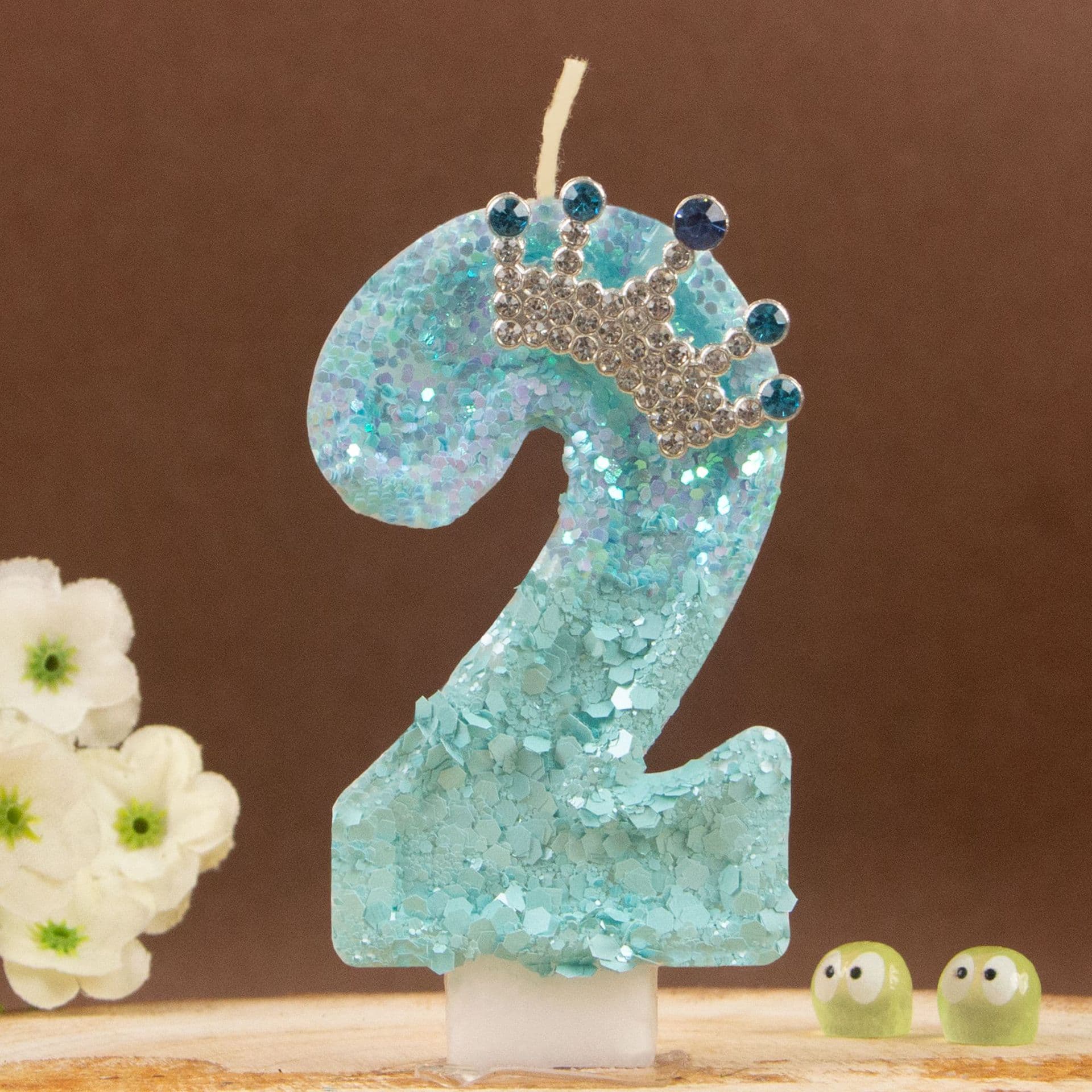 Number Candles 0-9 Peacock Blue Crown Creative Cake Party Supplies for Cross-border DIY Handmade Birthday Candles Premium Look