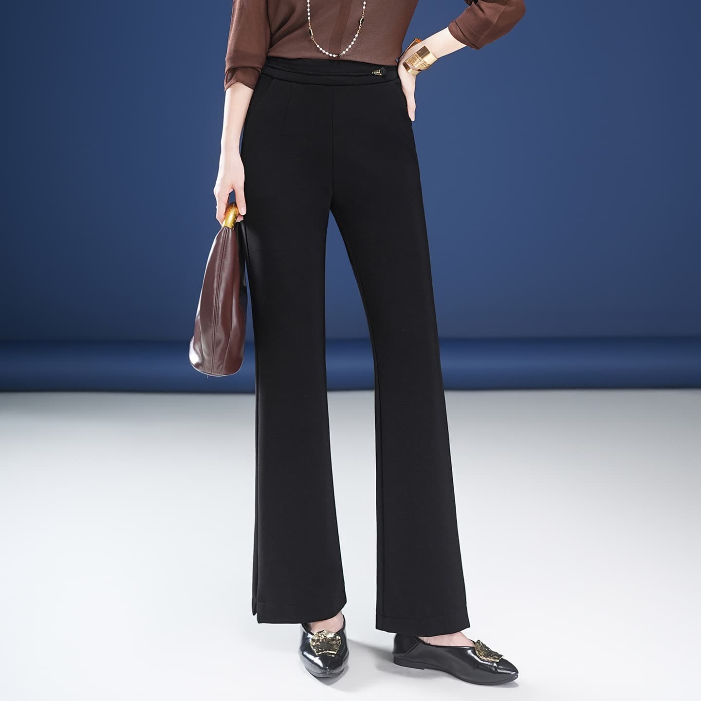 Black Mermaid Pants Fall 2026 New Women's Pants Elastic High Waist Slightly Flared Pants Loose Casual Pants Trousers