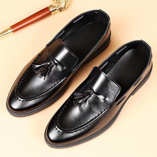 Cross-border Large Size Men's Shoes Wholesale British Men's Casual Leather Shoes Tassel Loafers Slip-on Men's Shoes
