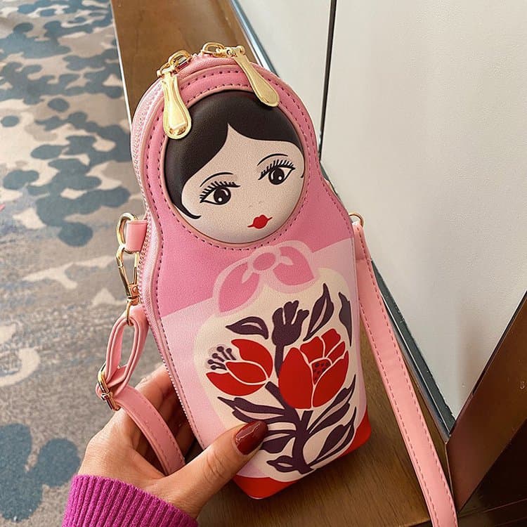 2021 New Color-Block Phone Crossbody Bag Coin Purse Cute Cartoon Bag Mini Soft Girl Thickened Single-Shoulder Bag