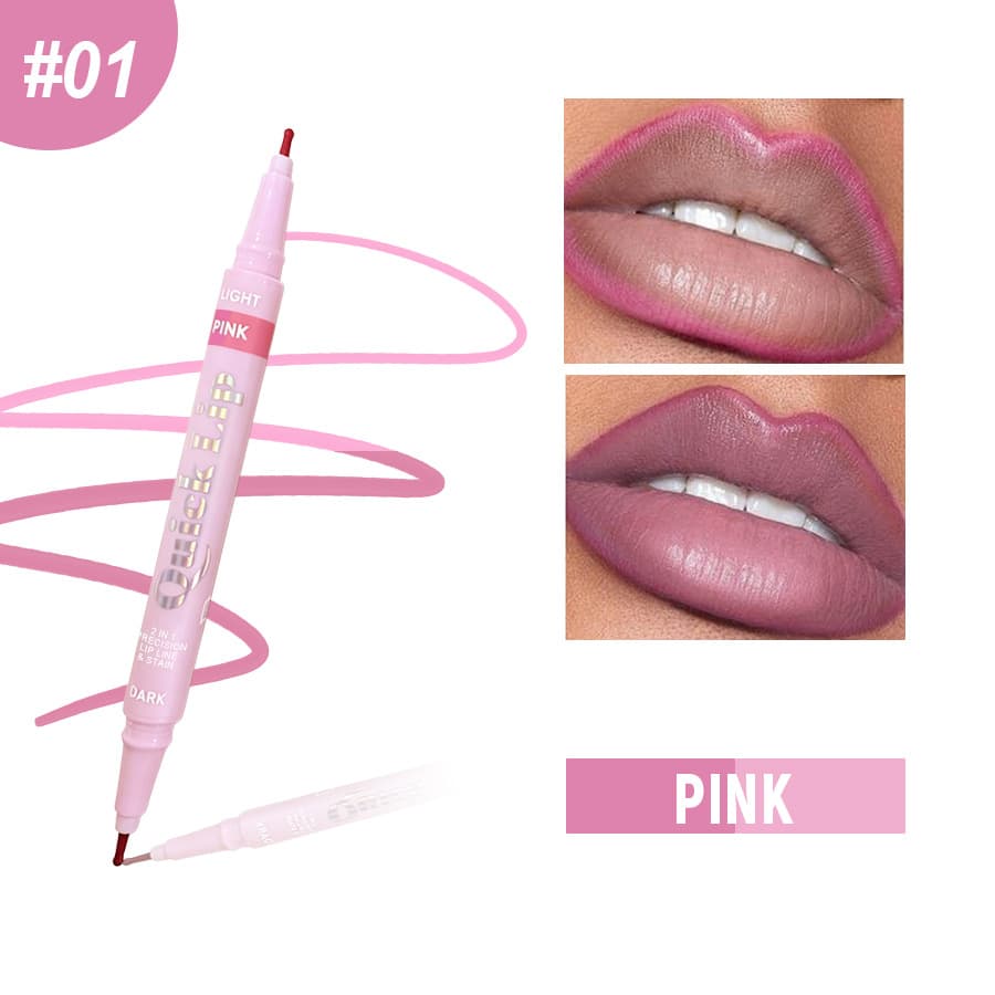 PAGE VINE Dual-End Lip Liner & Lipstick Pen 2-in-1 Stamp Eyeliner Liquid Pen Waterproof & Sweat-Resistant