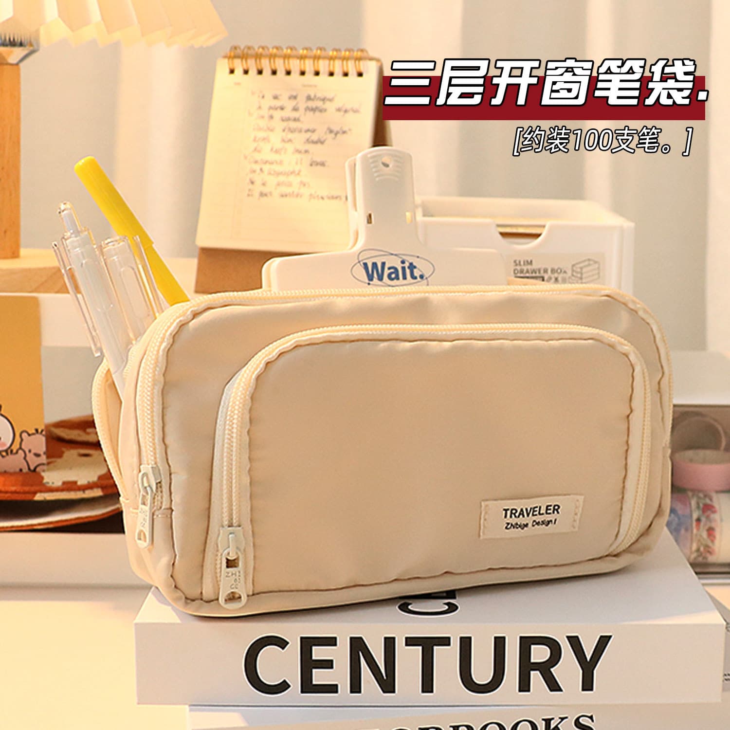 Large-capacity simple Japanese pencil bag new pencil case female primary school student junior high school student high school pencil case ins