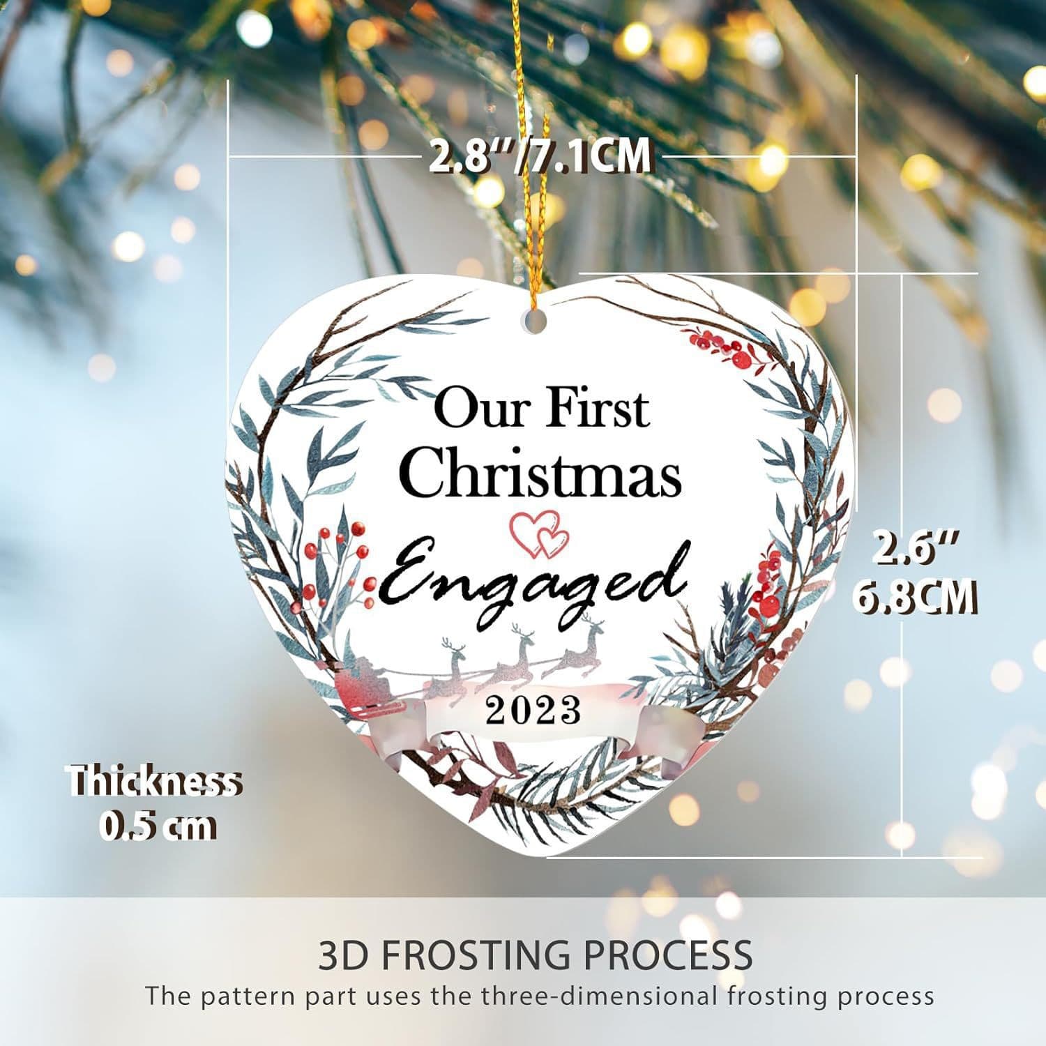 Cross-Border 2023 First Christmas Tree House Decoration Acrylic Heart Print Decoration Gift