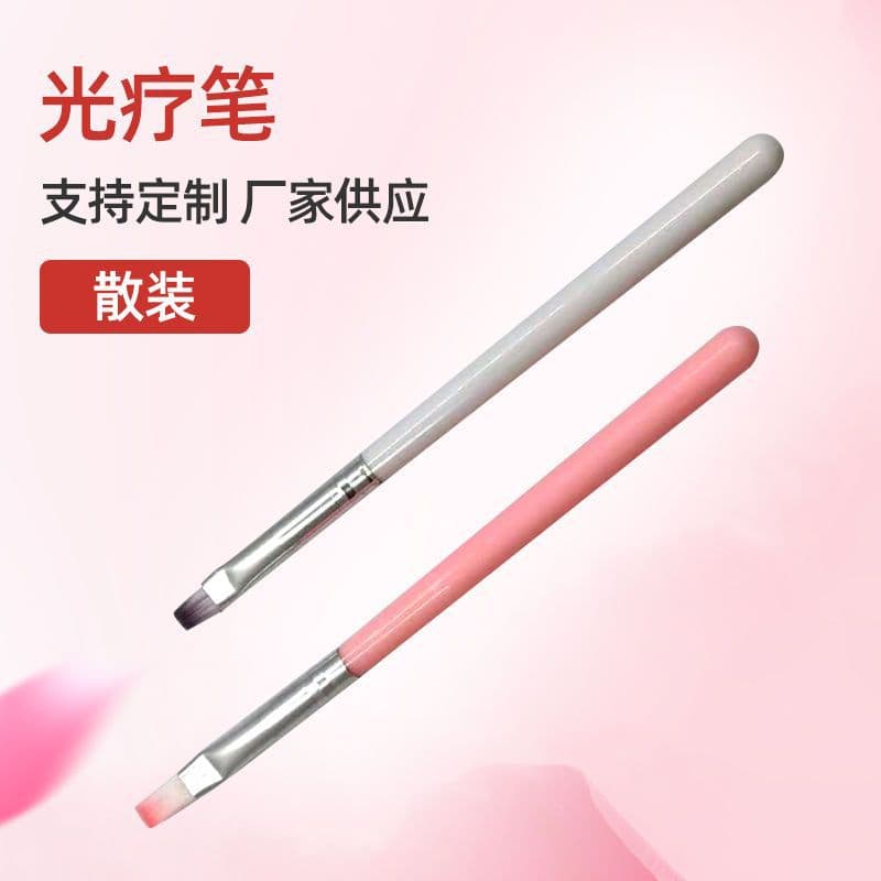 Manufacturer supply single white pole phototherapy pen, purple hair flat head row pen, powder pole manicure brush tool wholesale