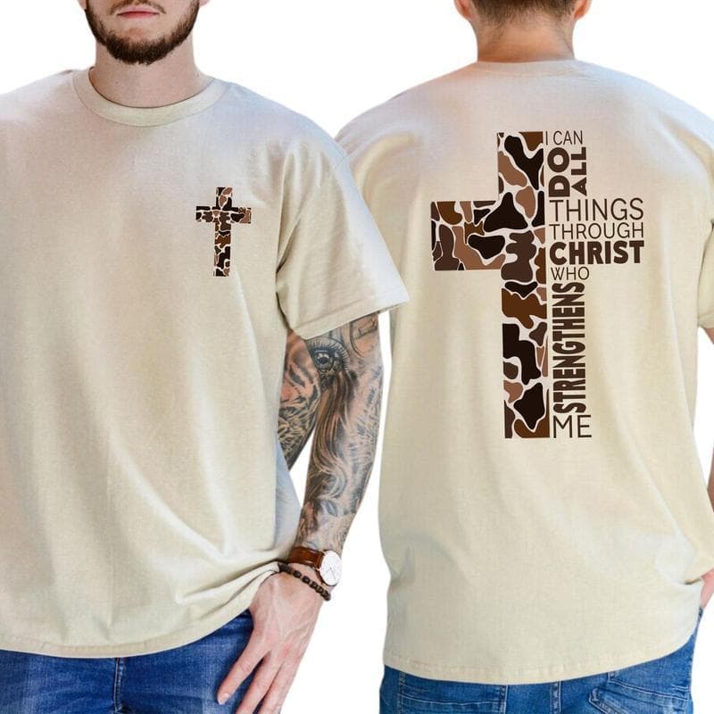 Men's Christian Camo Cross 2 Sided T-shirt
