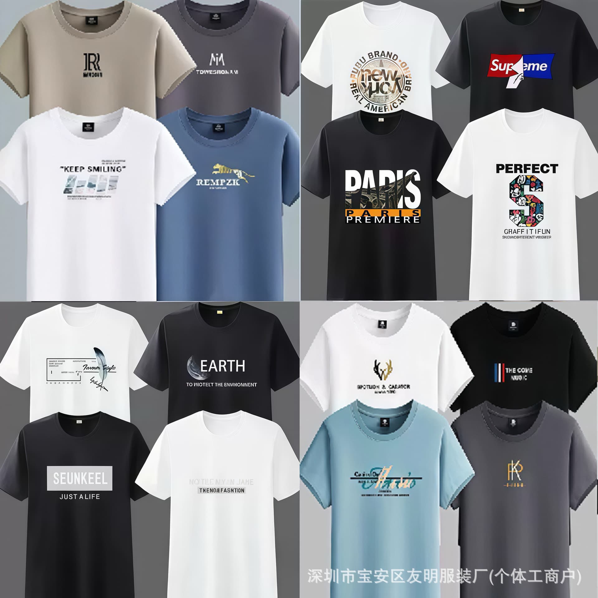 New Men's Short Sleeve T-Shirt Undershirt Printed Trendy Summer Streetwear Night Market Source